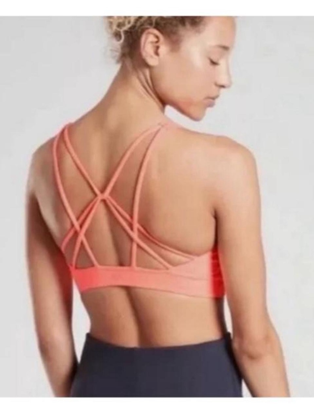 Athleta Solace Coral Strappy Back Sports Bra